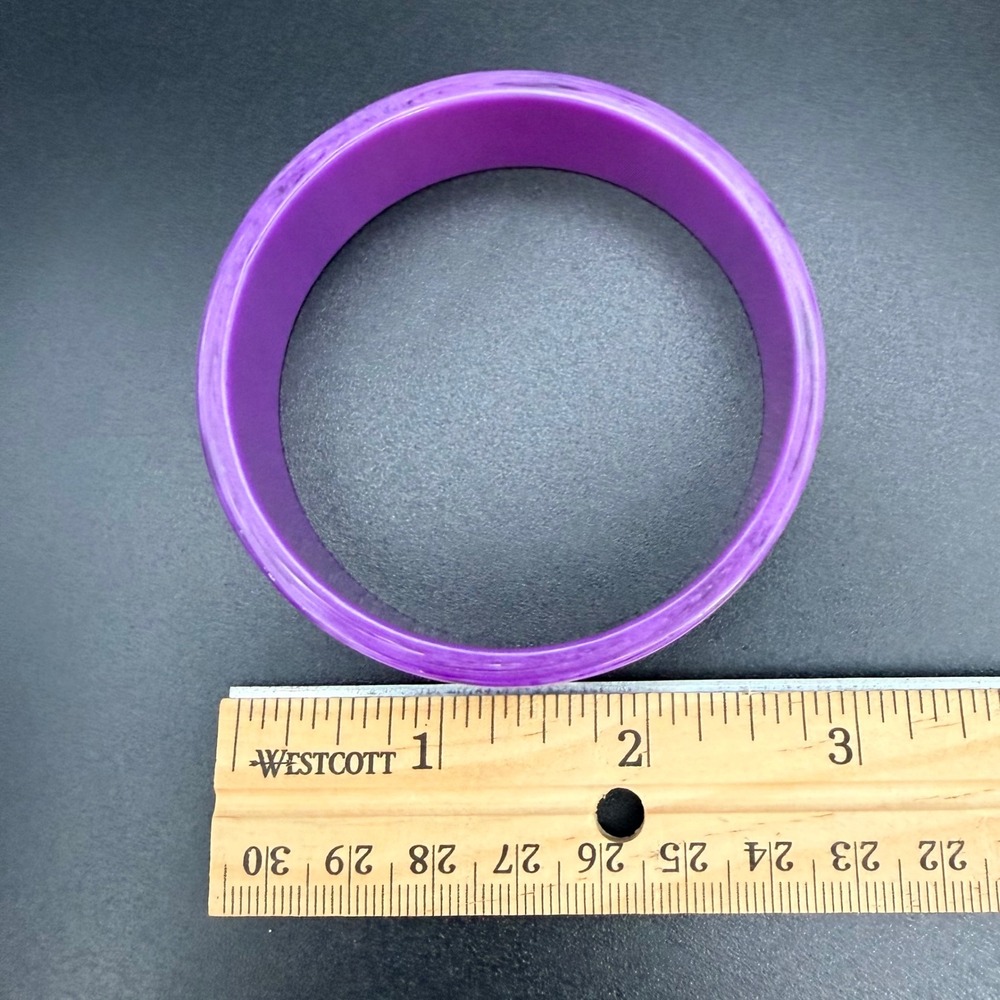 Vintage‎ Bangle Bracelet Size 8 Purple Marbled Acrylic Chunky Wide Resin - Picture 6 of 9